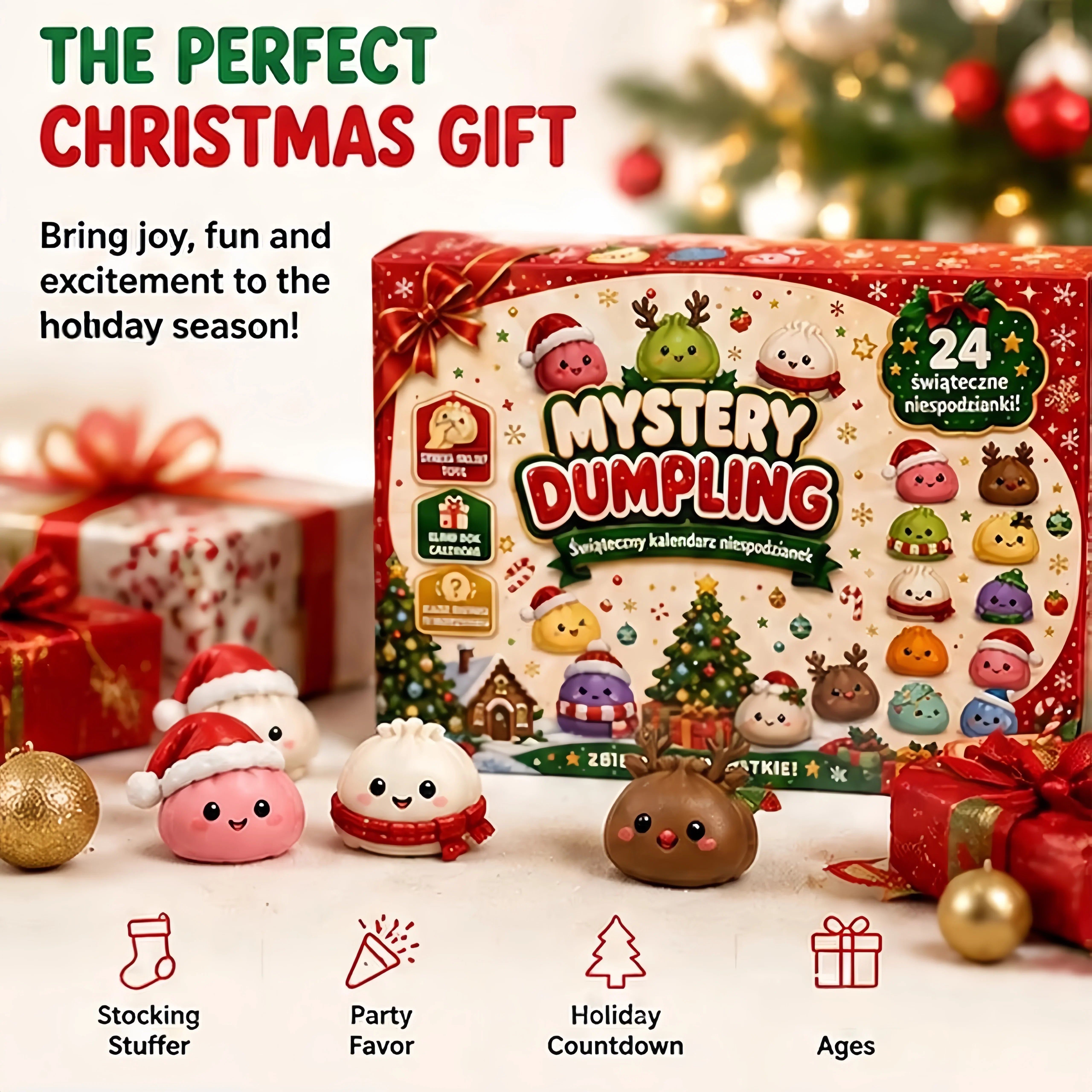Christmas Squishies Advent Calendar 2026 24 Days Countdown Dumpling Squishy Toys Slow Rising Squeeze Fidget Sensory Decor Gift