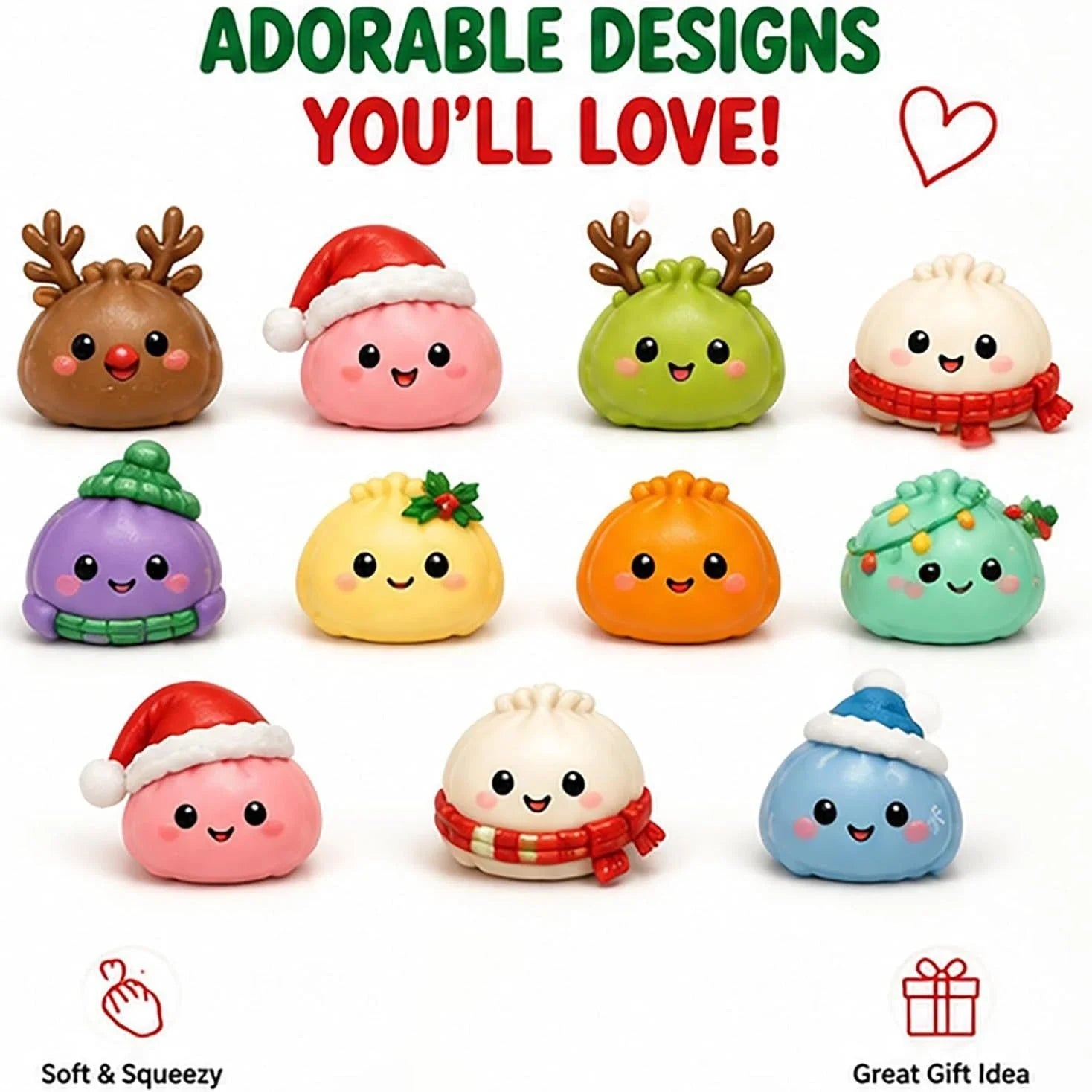 Christmas Squishies Advent Calendar 2026 24 Days Countdown Dumpling Squishy Toys Slow Rising Squeeze Fidget Sensory Decor Gift