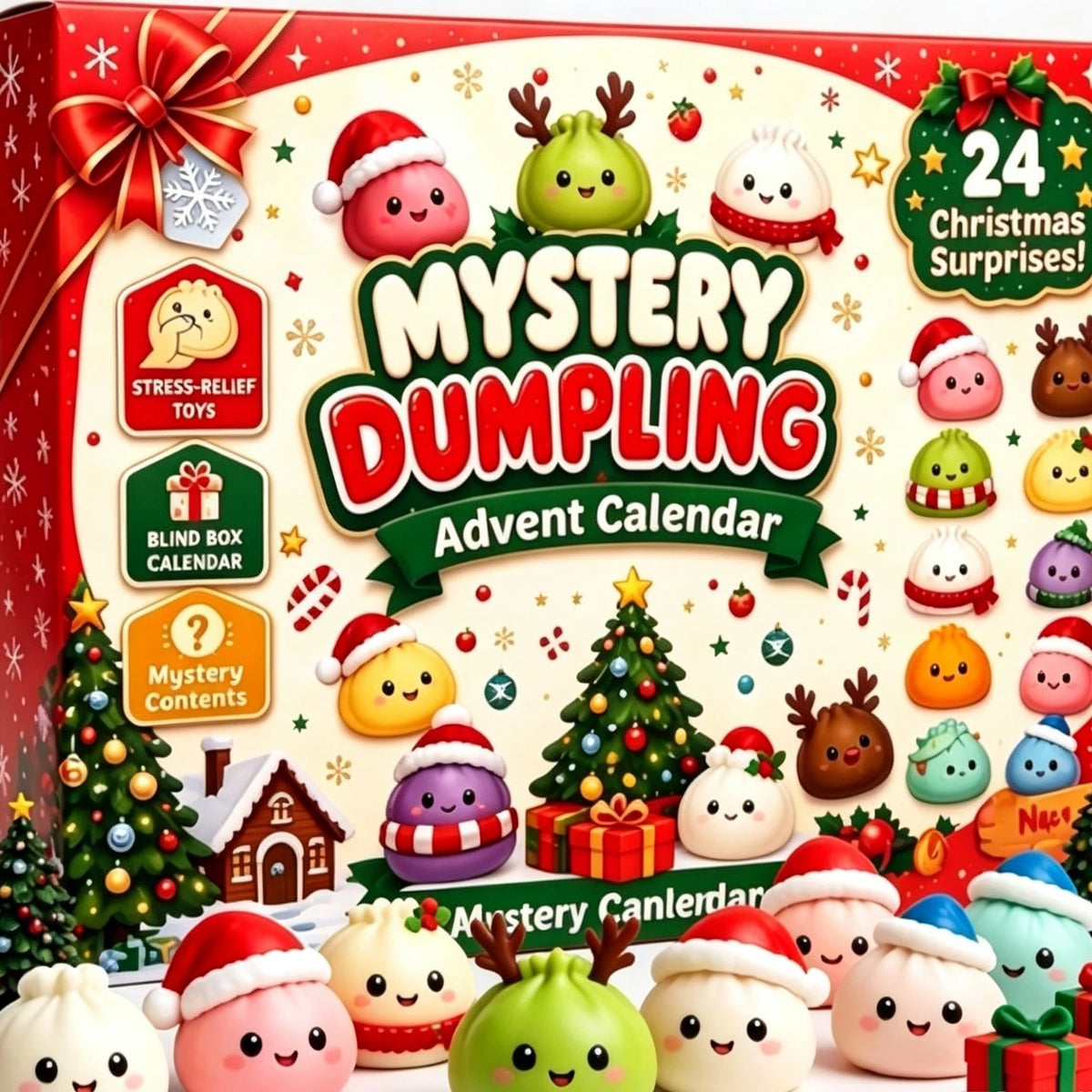 Christmas Squishies Advent Calendar 2026 24 Days Countdown Dumpling Squishy Toys