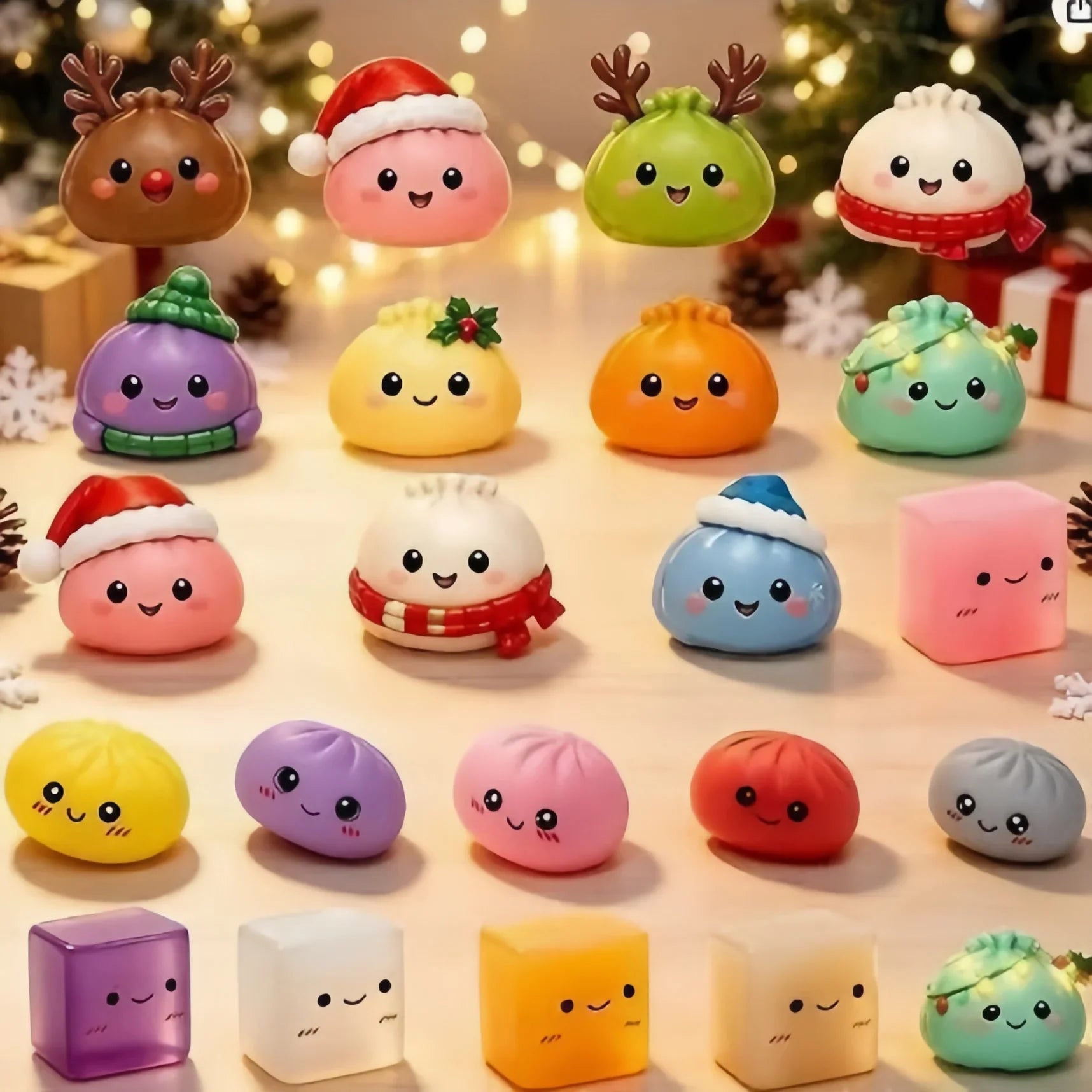 Christmas Squishies Advent Calendar 2026 24 Days Countdown Dumpling Squishy Toys Slow Rising Squeeze Fidget Sensory Decor Gift