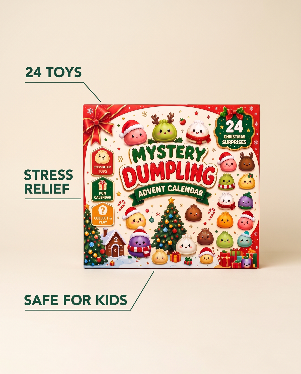 Christmas Squishies Advent Calendar 2026 24 Days Countdown Dumpling Squishy Toys
